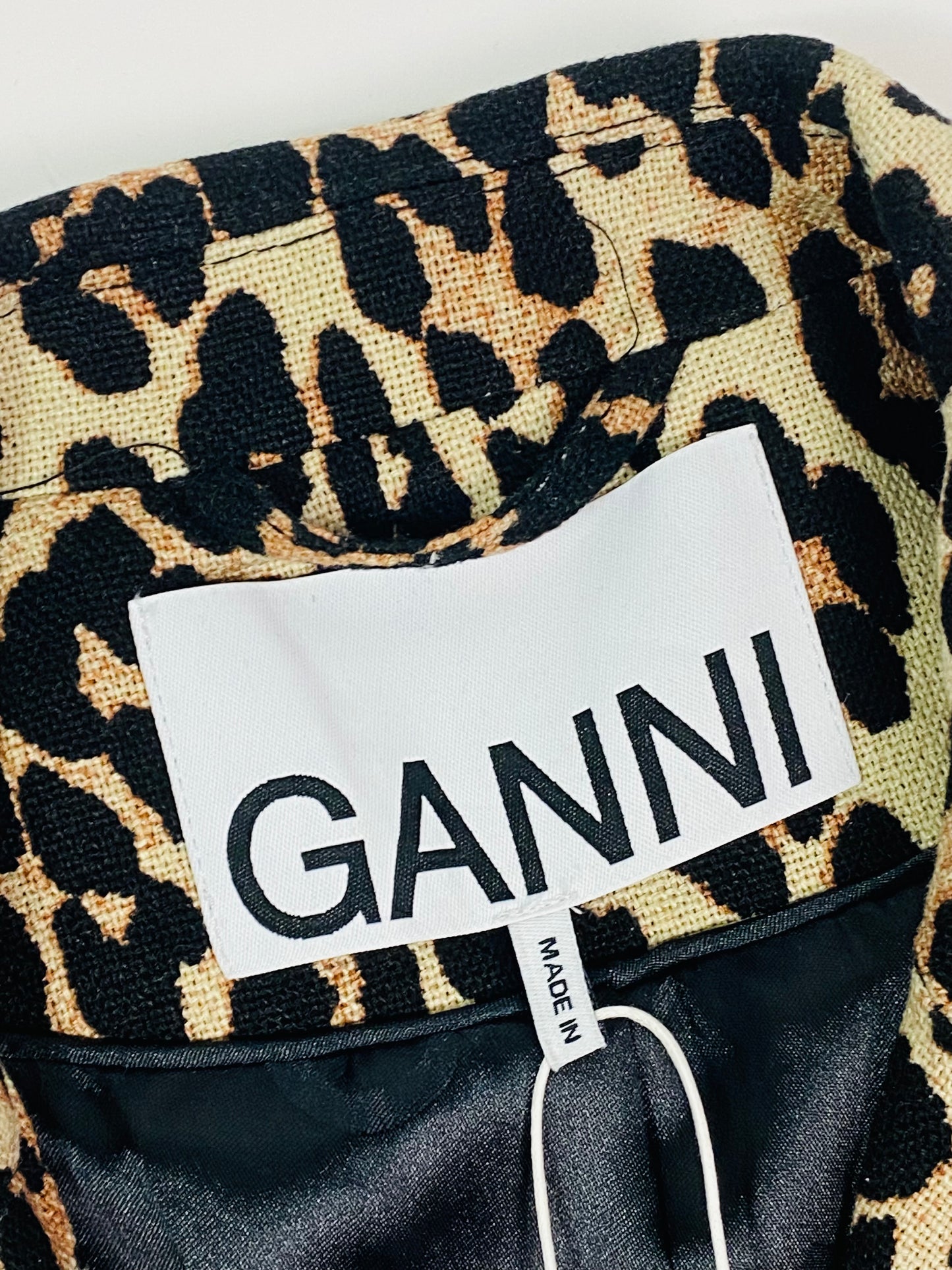 GANNI leopard linen coat