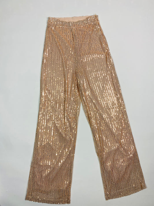 Rose gold sequin trousers