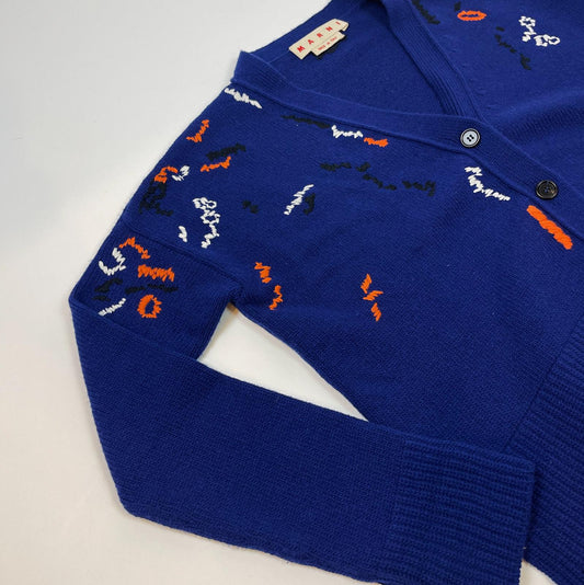 Marni Dark Blue Multicolour Stitch Cardigan